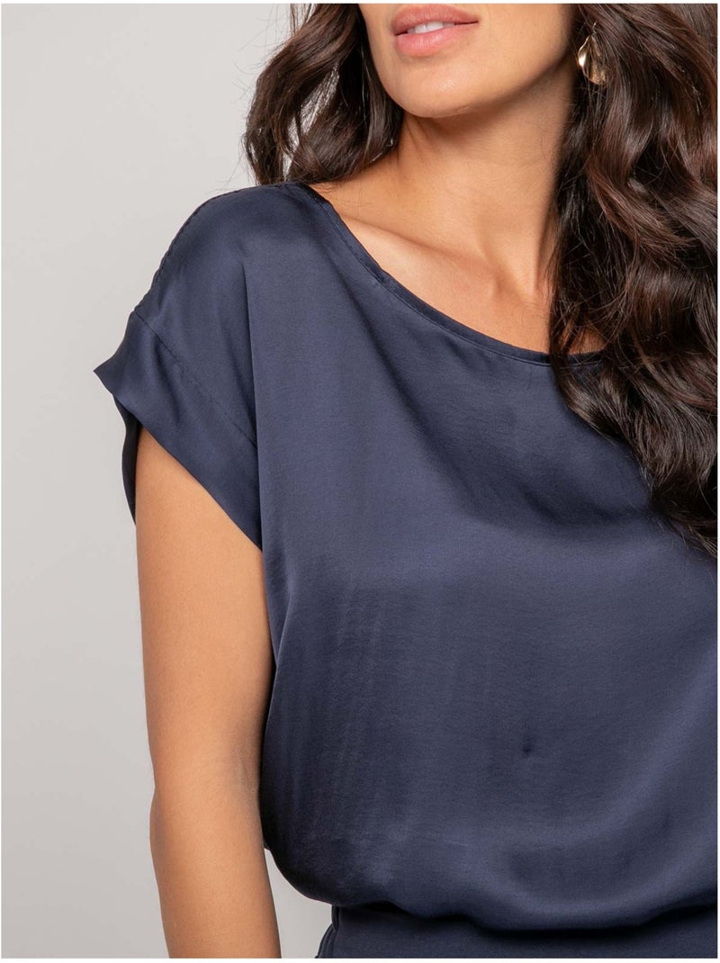 Top effet satin FRIDOLE Bleu marine - Kiabi