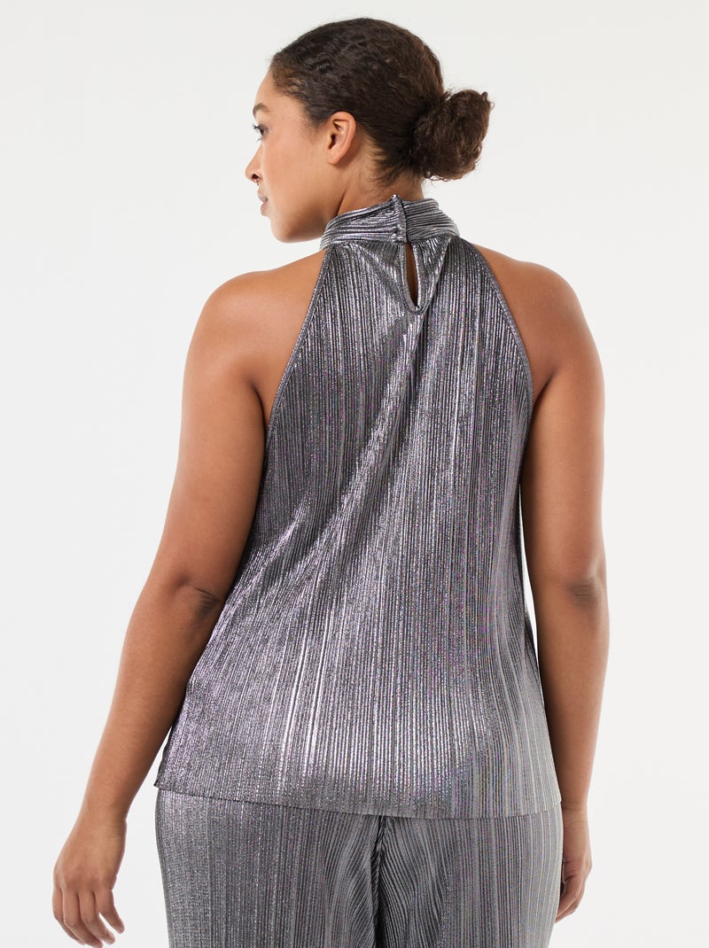 Top emmanchures américaines maille plissée Gris - Kiabi