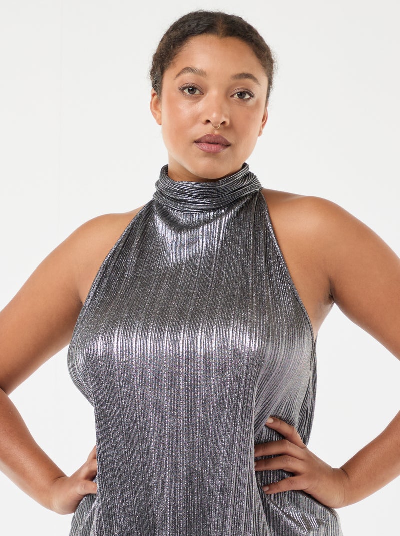 Top emmanchures américaines maille plissée Gris - Kiabi