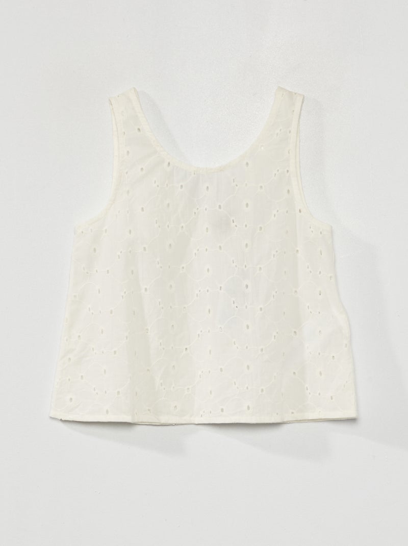 Top en broderie anglaise blanc - Kiabi