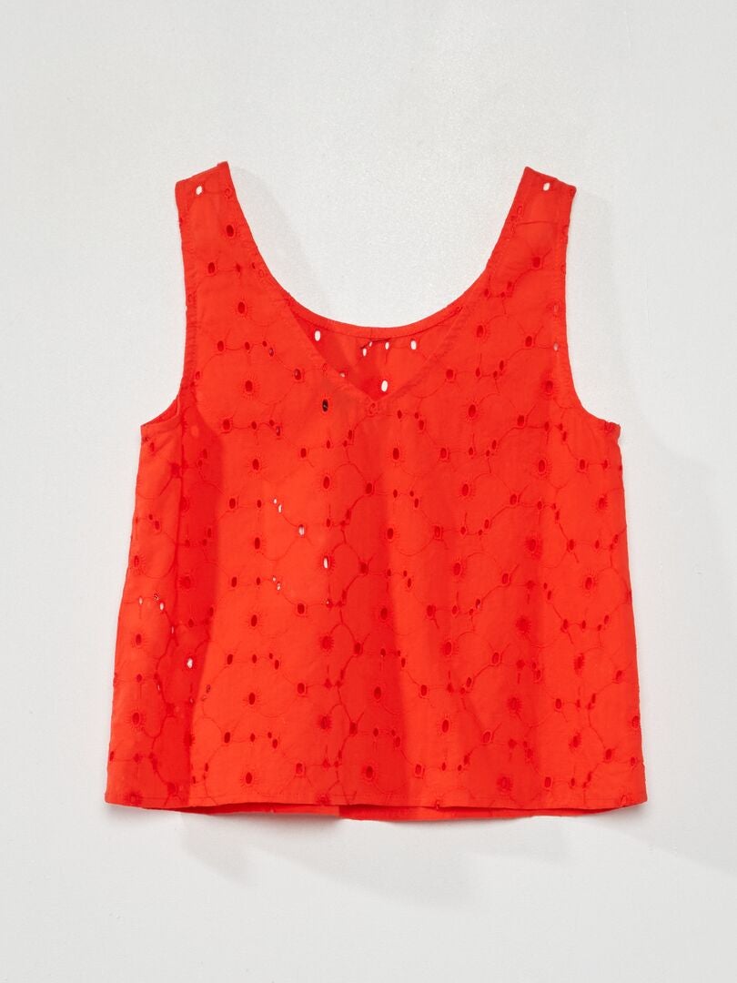 Top en broderie anglaise Rouge - Kiabi