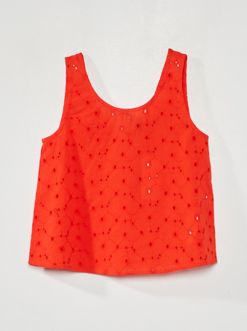 Top en broderie anglaise Rouge - Kiabi