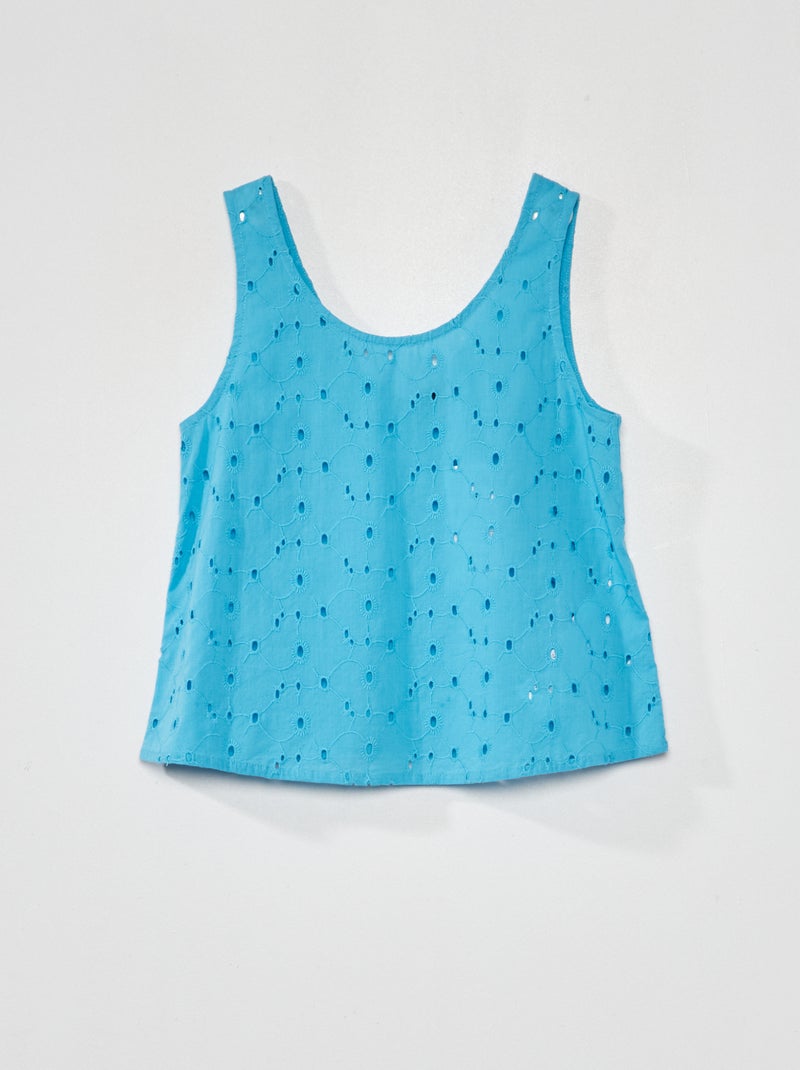 Top en broderie anglaise turquoise - Kiabi