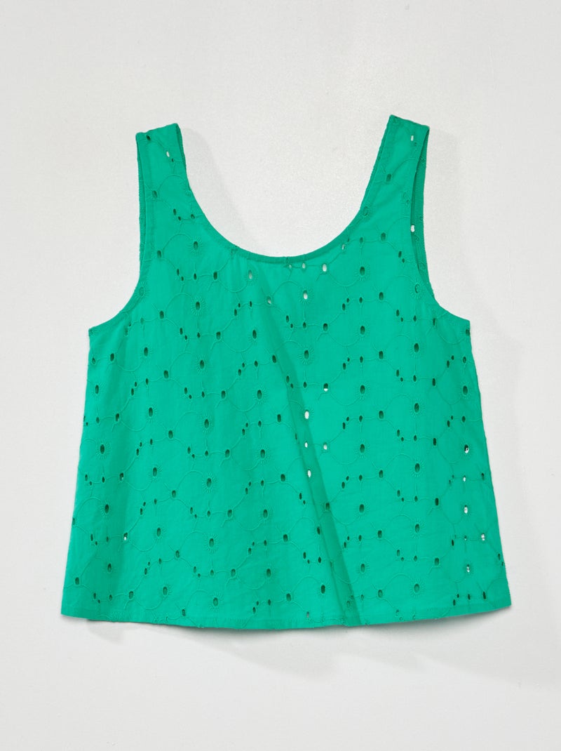 Top en broderie anglaise Vert - Kiabi