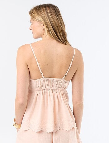 Top en coton avec bords brodés