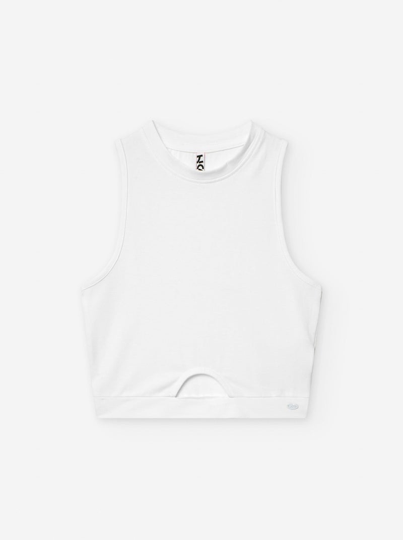 Top en Coton avec Découpe Frontale Blanc - Kiabi