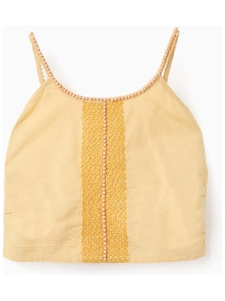 Top en Coton et Lin avec Perles