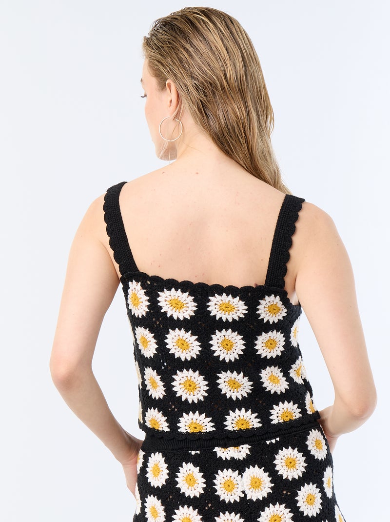 Top en crochet avec motif Noir - Kiabi