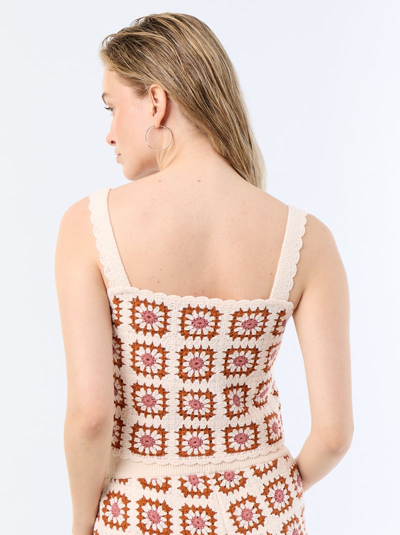 Top en crochet avec motif Rose - Kiabi