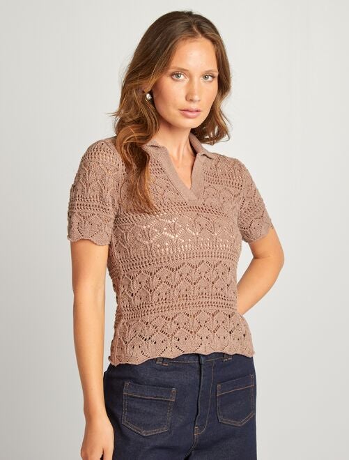 Top en crochet col polo - Kiabi