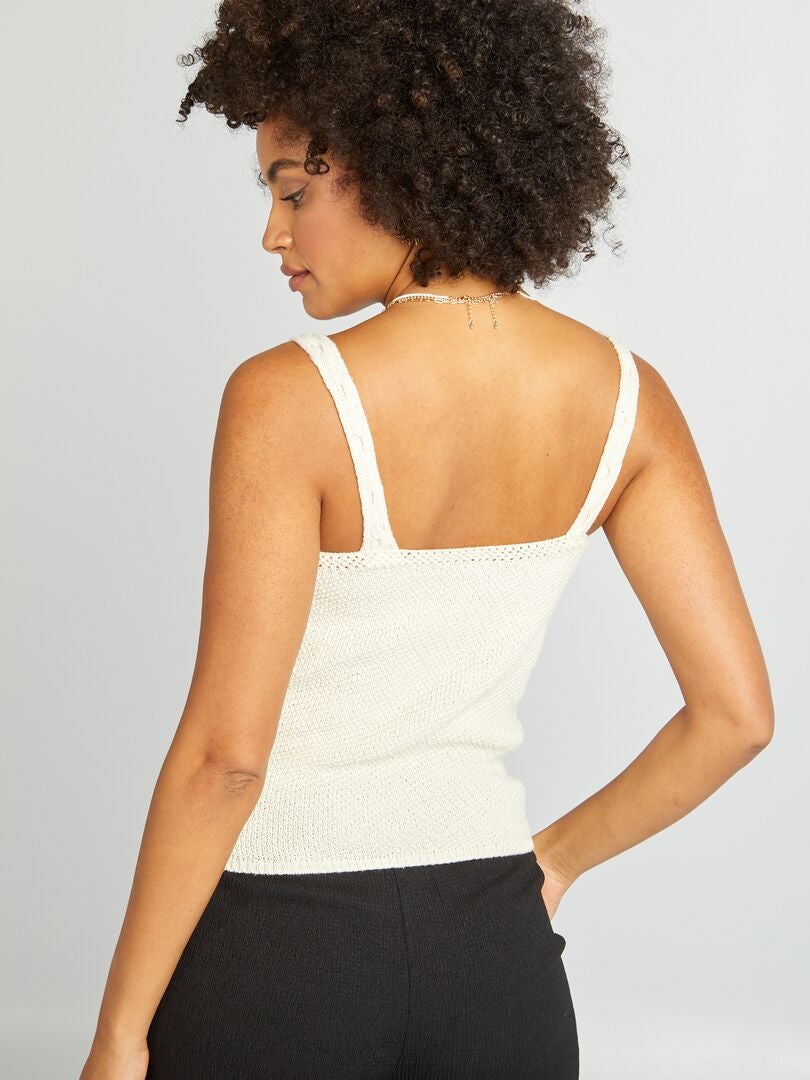 Top à bretelles broderie anglaise BANGKA B BLANC