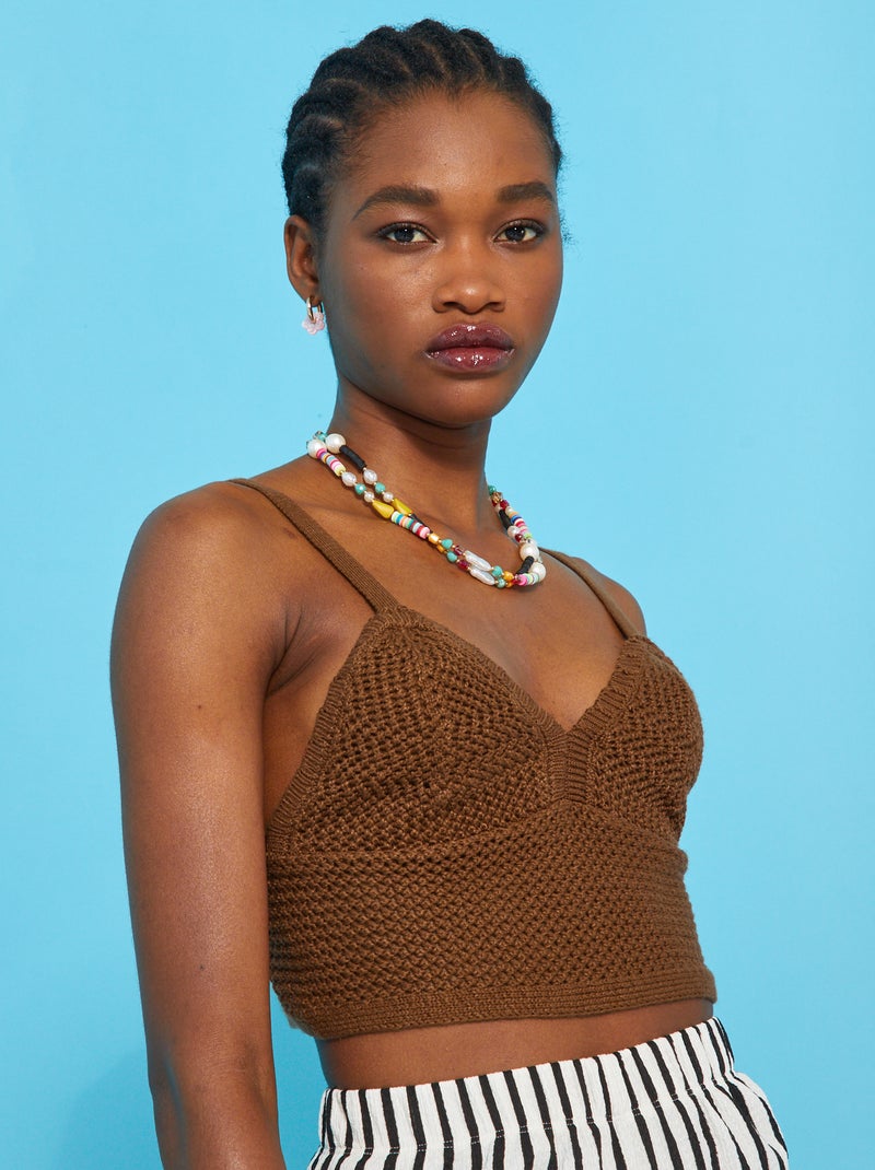 Top en crochet Marron - Kiabi
