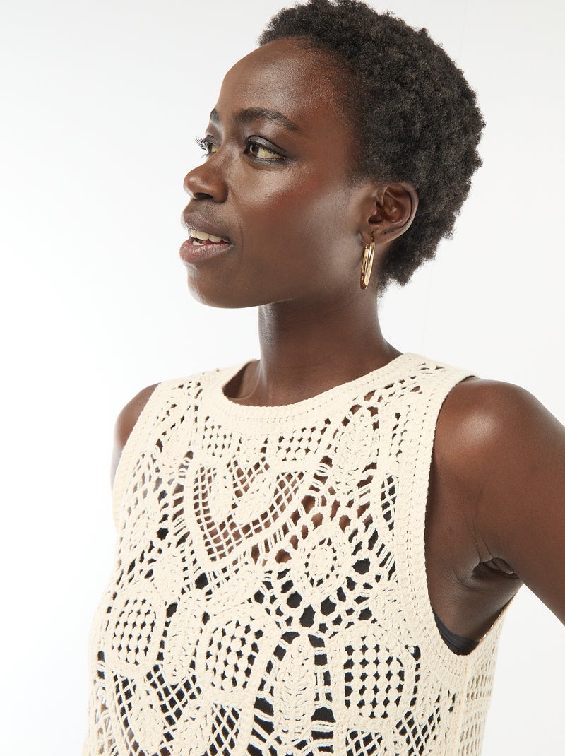 Top en crochet sans manches Beige - Kiabi