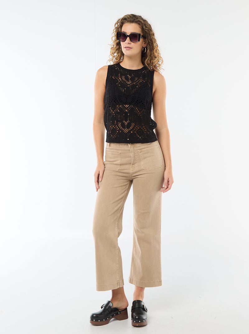 Top en crochet sans manches Noir - Kiabi