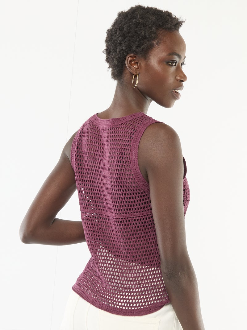 Top en crochet sans manches Violet - Kiabi