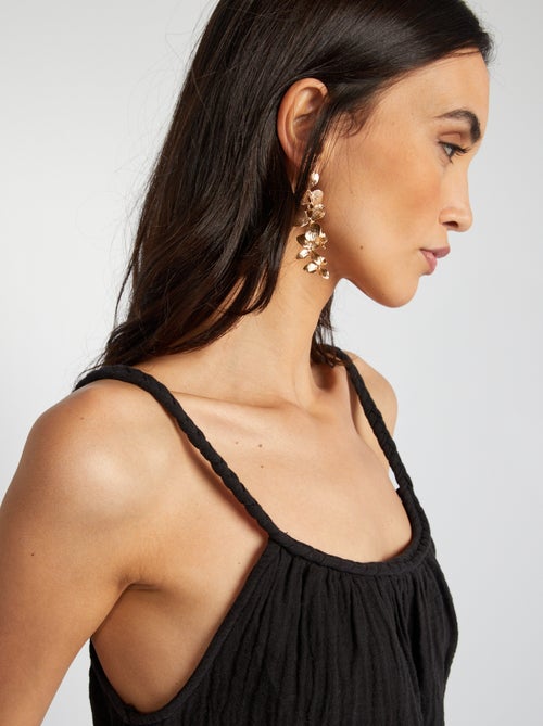 Top en gaze de coton à bretelles tressées - Kiabi