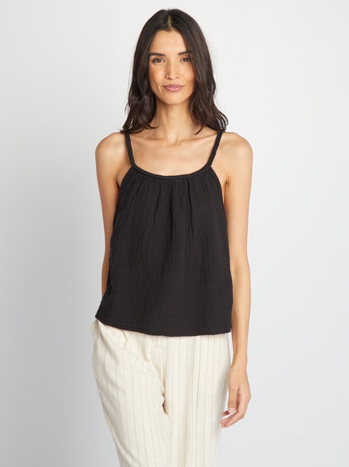 Top en gaze de coton à bretelles tressées - Kiabi