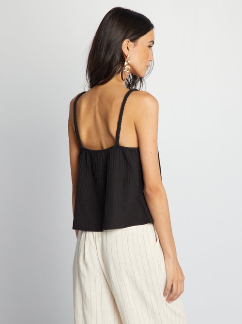 Top en gaze de coton à bretelles tressées - Kiabi