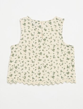 Top en gaze de coton et imprimé 'fleurs'