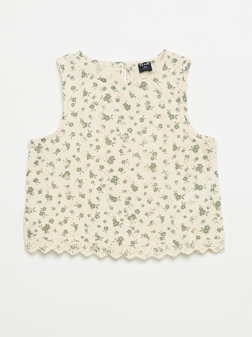 Top en gaze de coton et imprimé 'fleurs' - Kiabi Top en gaze de coton et imprimé 'fleurs' - Kiabi