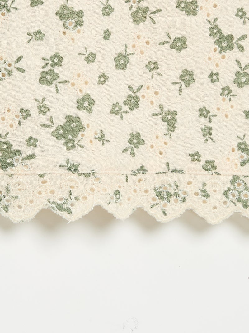 Top en gaze de coton et imprimé 'fleurs' Ecru - Kiabi