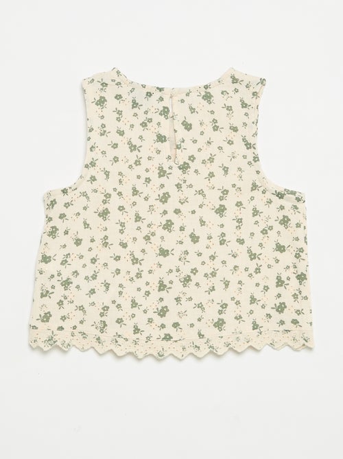 Top en gaze de coton et imprimé 'fleurs' - Kiabi Top en gaze de coton et imprimé 'fleurs' - Kiabi