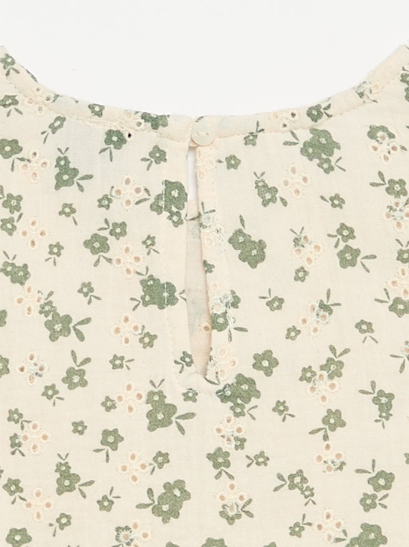 Top en gaze de coton et imprimé 'fleurs' Ecru - Kiabi