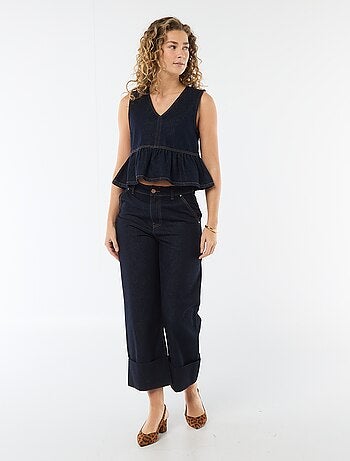 Top en jean col V