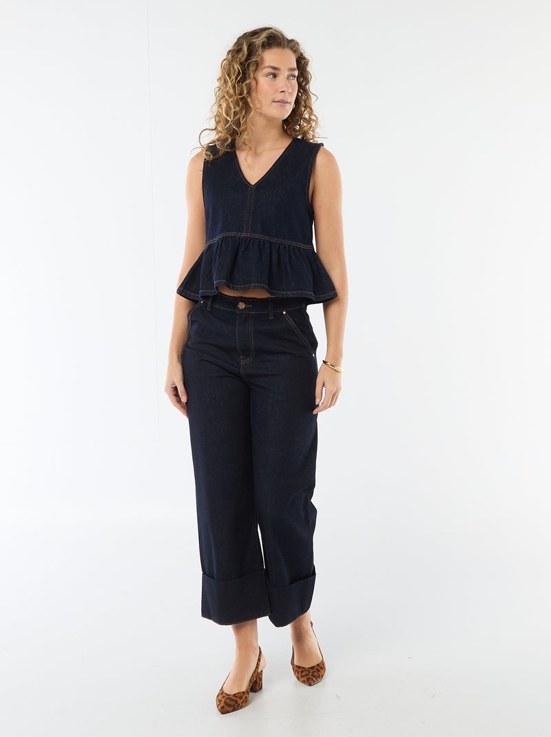 Top en jean col V Bleu - Kiabi