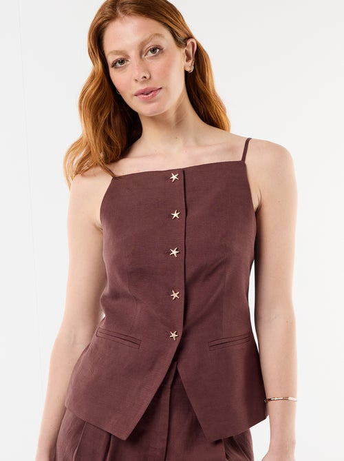 Top en lin esprit veste sans manches - Kiabi