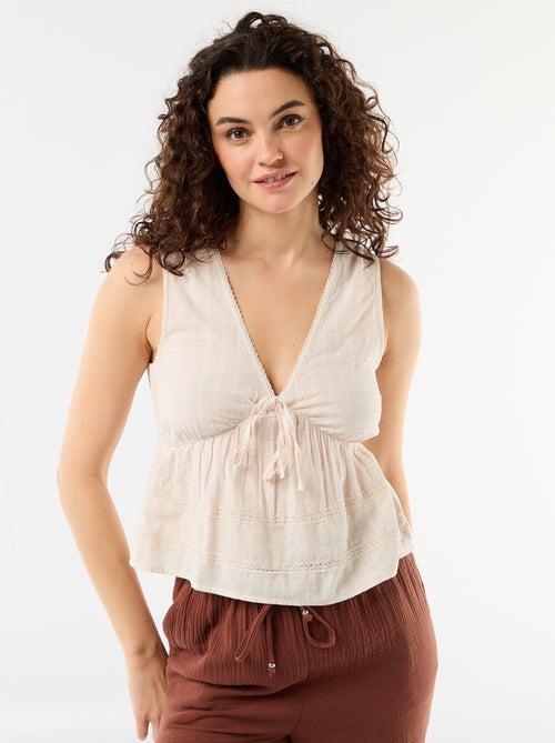 Top en maille ajourée sans manches - Kiabi