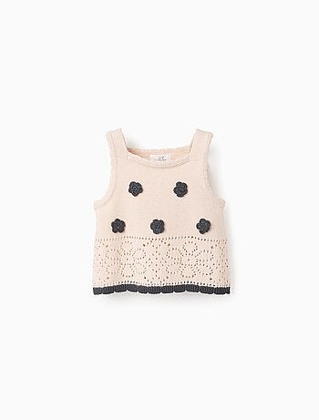 Top en Maille avec Fleurs au Crochet