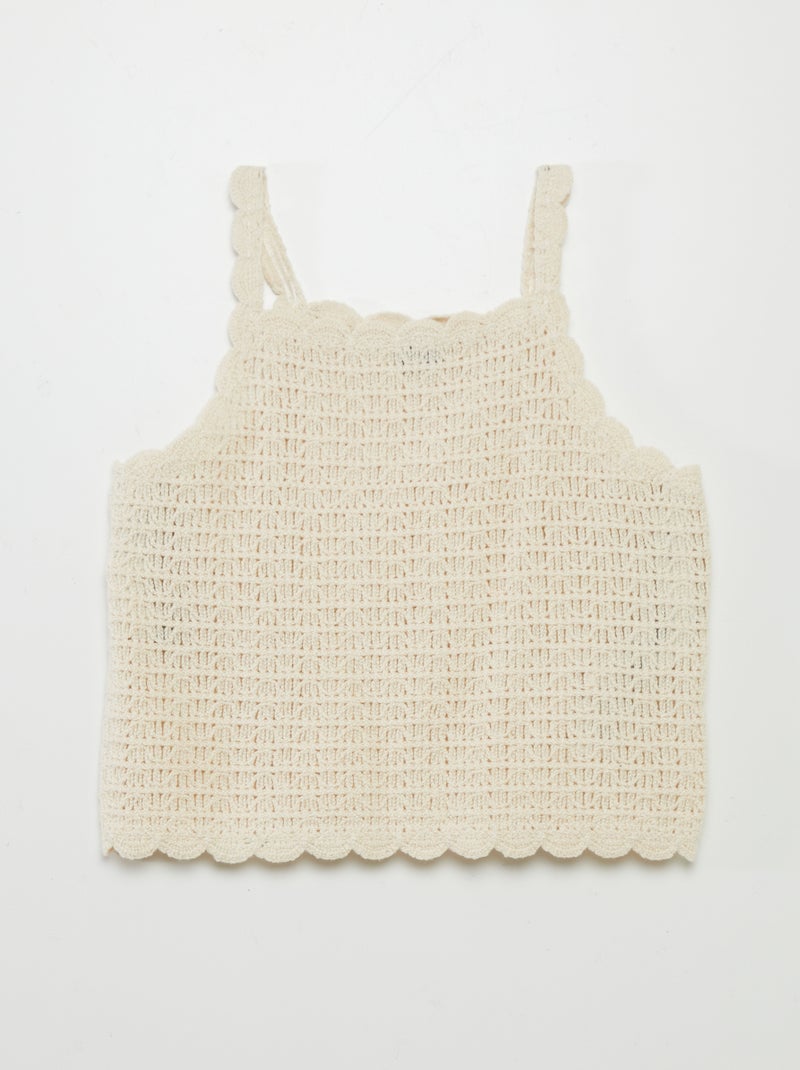 Top en maille crochet Beige - Kiabi