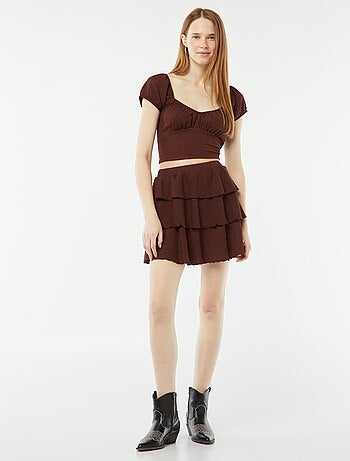 Top en maille gaufrée col carré