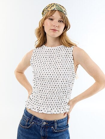 Top en maille gaufrée sans manches