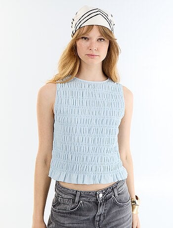 Top en maille gaufrée sans manches