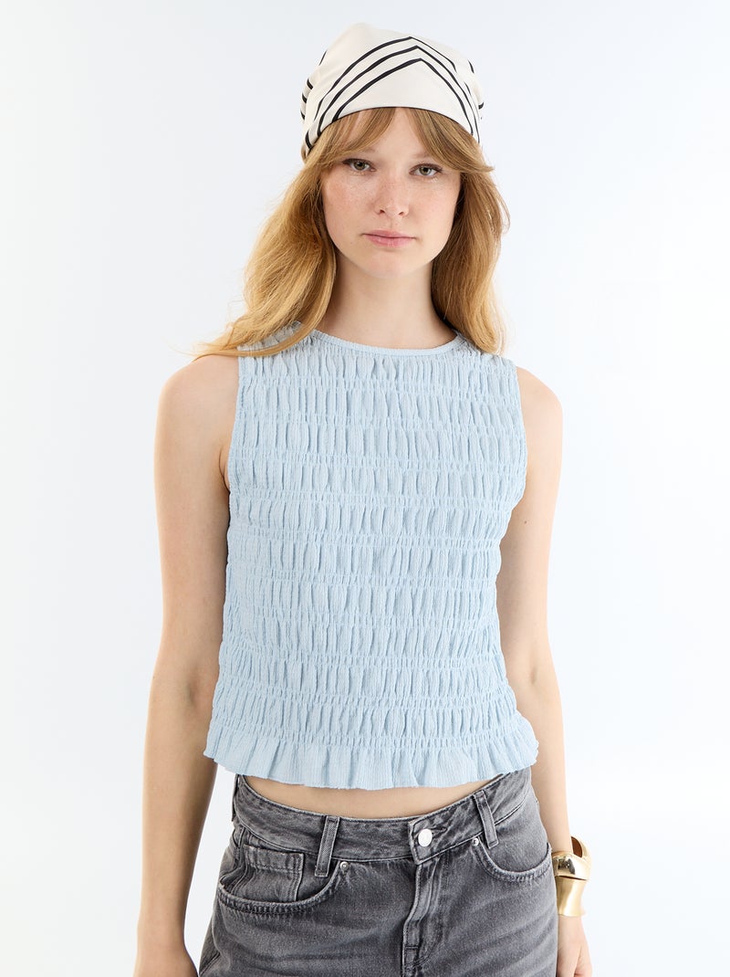 Top en maille gaufrée sans manches Bleu - Kiabi