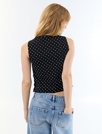 Top en maille gaufrée sans manches