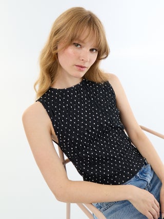 Top en maille gaufrée sans manches