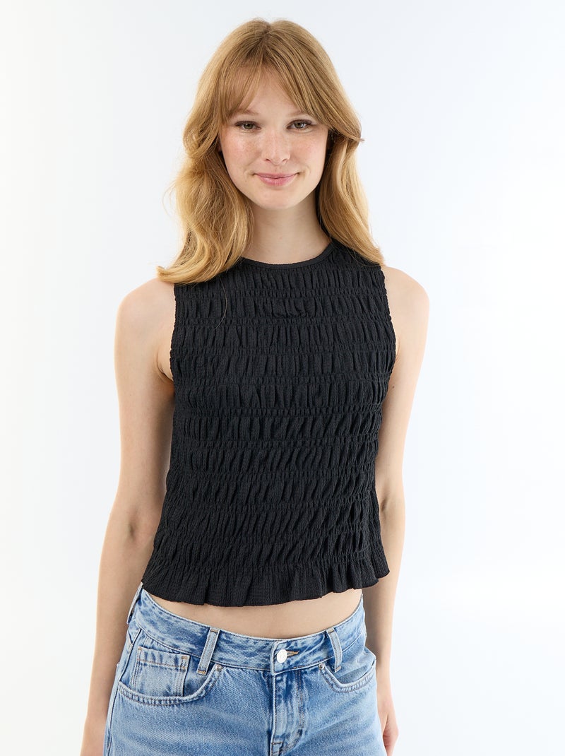Top en maille gaufrée sans manches Noir - Kiabi
