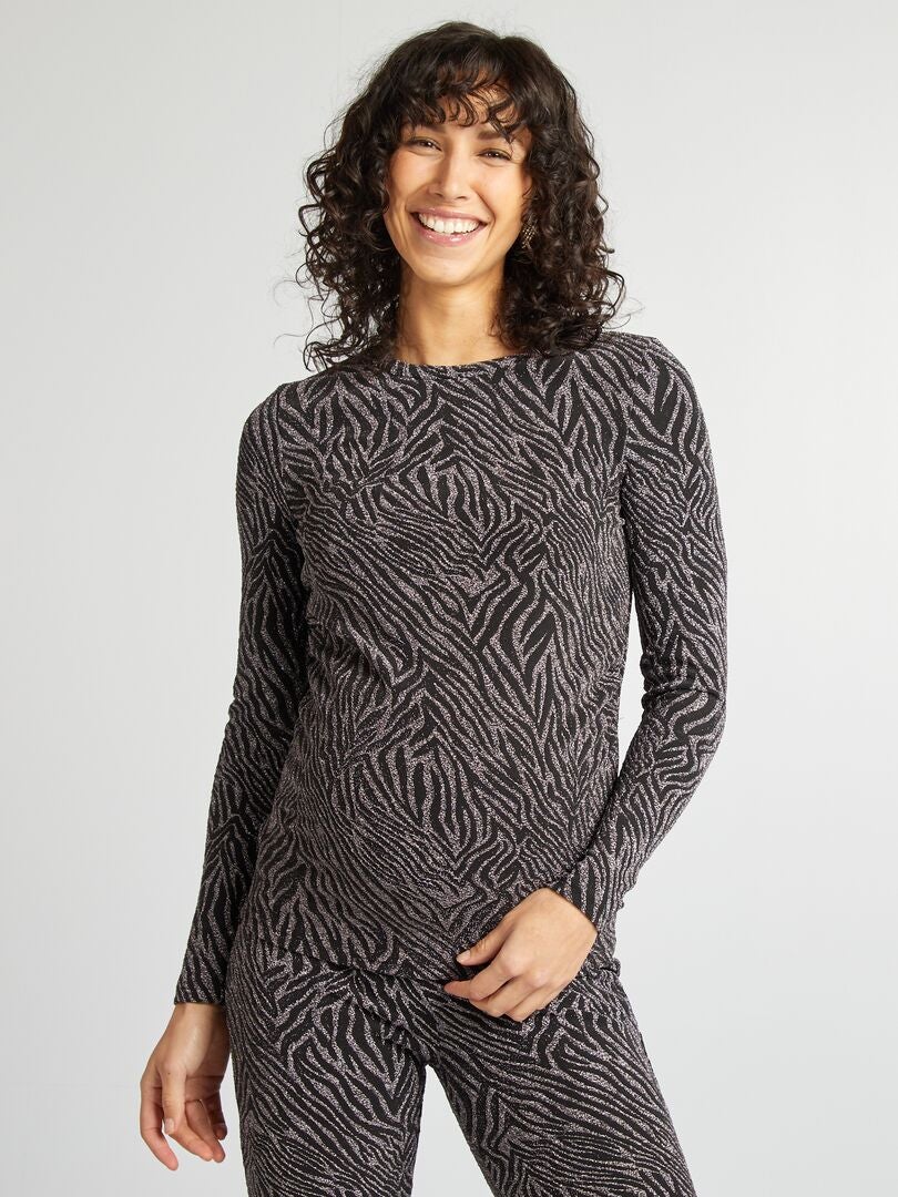 Top en maille pailletée 'Only maternity' Noir - Kiabi