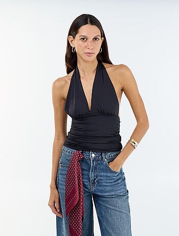 Top en matière stretch tour de cou