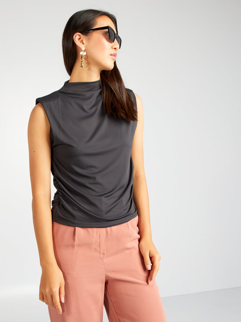 Top en microfibre à épaulettes Noir - Kiabi