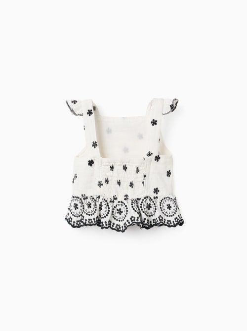 Top en Mousseline de Coton avec Broderies - Kiabi
