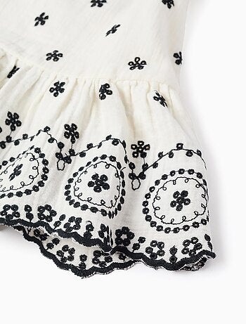 Top en Mousseline de Coton avec Broderies