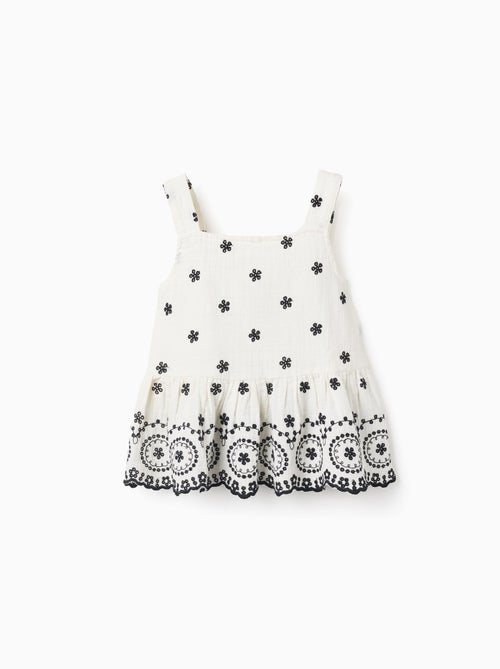 Top en Mousseline de Coton avec Broderies - Kiabi