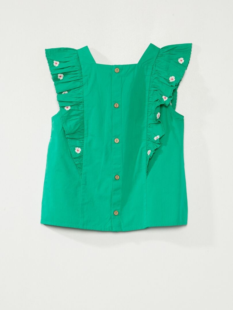 Top en popeline Vert - Kiabi