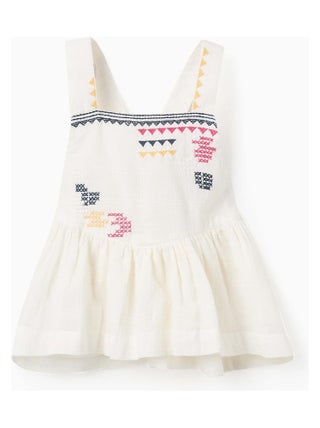 Top en Tissu Dobby avec Broderies