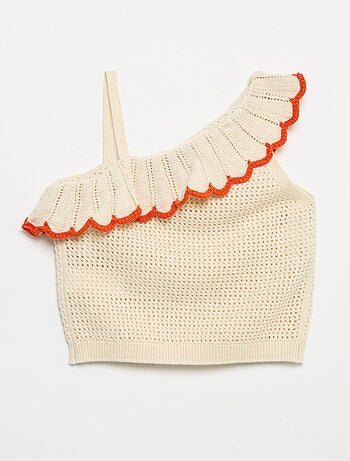 Top en tricot à col asymétrique