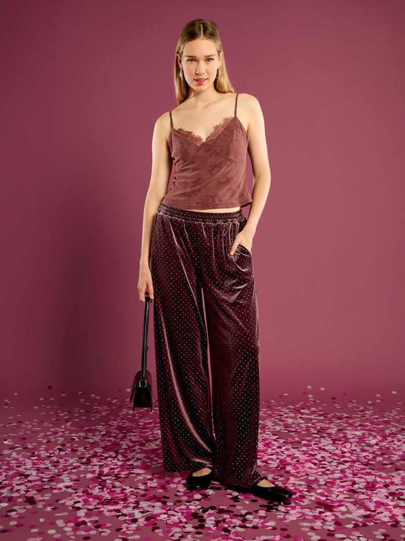 Top en tulle à motif fleuri Rose - Kiabi